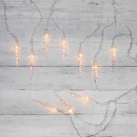 Гирлянда светодиодная "Айсикл" (бахрома) "Сосульки" 1.5х0.25м 10LED тепл. бел. 0.51Вт IP20 провод прозр. Neon-Night 303-067
