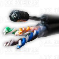 Кабель витая пара F/UTP кат.5E 4х2х24AWG solid Cu PE Outdoor Standard трос черн. (м) SUPRLAN 01-1026-1