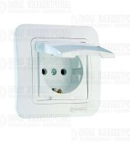 Розетка 1-м СП Lillium 16А IP20 без заземл. с крышкой бел./бел. Makel 70029