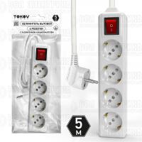 Удлинитель 4х5м с заземл. с выкл. 10А 3х1.5 TOKOV LIGHT TKL-C01-BU4-5-1.5-ZV