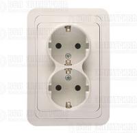 Розетка 2-м СП Mimoza 16А IP20 с заземл. бел./бел. Makel 12082
