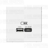 Розетка USB ArtGallery тип A+C 45Вт QC PD высокоскор. ЗУ механизм бел. SE GAL000129