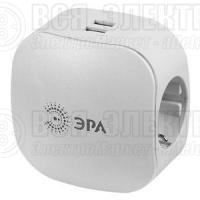 Разветвитель 3-м с заземл. 16А IP20 SP-3e-USB-2A 220В + 2хUSB 2000мА защ. шторки бел. Эра Б0015243