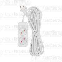 Удлинитель 2х5м без заземл. STANDARD 2х1кв.мм бел. Rexant 13-4002