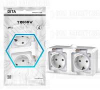 Розетка 2-м ОП Dita 16А IP54 250В с заземл. с прозр. крышкой бел.TOKOV ELECTRIC TKL-DT-R2Z-C01T-IP54