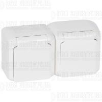 Розетка 2-м ОП Quteo 16А IP44 250В 2х2P+E с заземл. защ. шторки с крышкой бел. Leg 782323