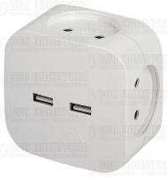 Разветвитель электрический SP-4-USB-W на 4 розетки 220В+ 2xUSB 2400мА без заземл 10А бел. Эра Б0049532