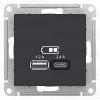 Розетка USB AtlasDesign тип A+C 5В/2.4А 2х5В/1.2А механизм карбон SE ATN001039