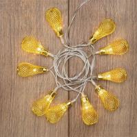 Гирлянда светодиодная "Восточные фонарики" 1.5м 10LED желт. 4Вт IP20 провод ПВХ прозр. элементы питания 2хAA (не в компл.) Neon-Night 303-071