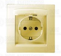Розетка 1-м СП Simon15 16А IP44 250В с заземл. Schuko защ. шторки с крышкой винт. клеммы сл. кость Simon 1590450-031