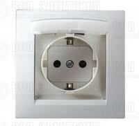Розетка 1-м СП Simon15 16А IP44 250В с заземл. Schuko защ. шторки с крышкой винт. клеммы бел. Simon 1590450-030