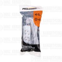 Удлинитель 3 гнезда 5м 3х0.75кв.мм с/з бел. PROCONNECT 13-4210