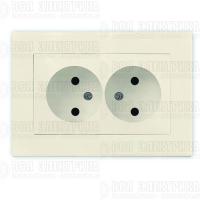 Розетка 2-м СП Афина 16А IP20 без заземл. в сборе сл. кость (ivory) Universal A0102-I