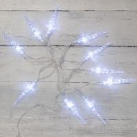 Гирлянда светодиодная "Сосульки" 1.5м 10LED бел. 0.1Вт IP20 провод прозр. ПВХ элементы питания 2хAA (не в компл.) Neon-Night 303-094