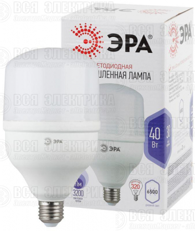 Лампа светодиодная высокомощная STD LED POWER T120-40W-6500-E27 40Вт T120 колокол 6500К холод. бел. E27 3200лм Эра Б0027006