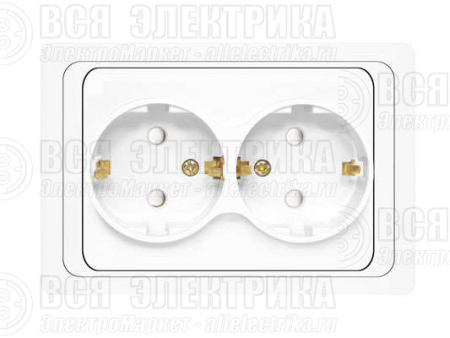 Розетка 2-м СП Валери 16А IP20 с заземл. защ. шторки бел. UNIVersal В0128x