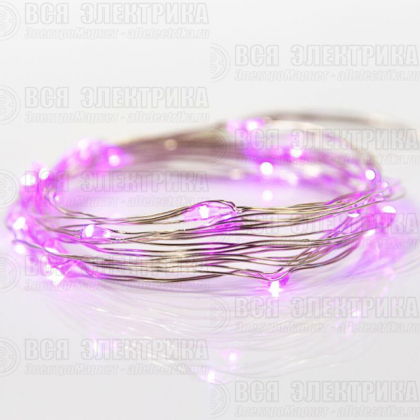 Гирлянда светодиодная "Роса" 2м 20LED роз. 2Вт 4.5В IP20 провод прозр. Neon-Night 303-007