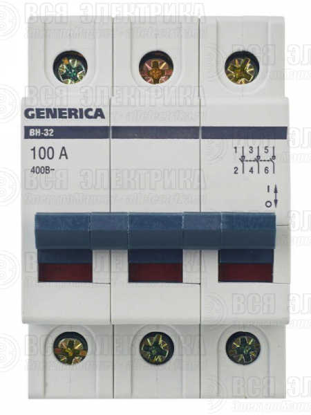 Выключатель нагрузки (мини-рубильник) 3п 100А ВН-32 GENERICA MNV15-3-100