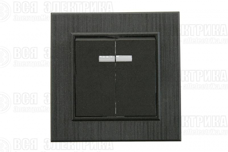 Выключатель 2-клав. с подсветкой Karea LINE STAR чер.Makel 86054023