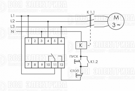 Реле контроля фаз CZF-310 (1 модуль; монтаж на DIN-рейке; 3х400/230+N 8А 1NO/NC IP20) F&F EA04.001.005