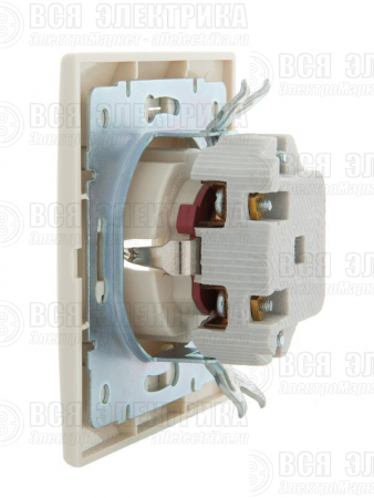 Розетка 1-м СП Mira 16А IP20 с заземл. защ. шторки со вставкой керамика крем. LEZARD 701-0303-124