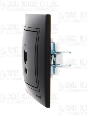 Розетка компьютерная 1-м СП Mira RJ45 черн. бархат LEZARD 701-4242-139