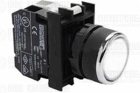 Кнопка с подсветкой-светодиод B152DB бел. EMAS B152DB