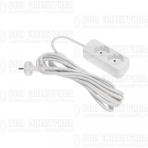 Удлинитель 2х5м без заземл. STANDARD 2х1кв.мм бел. Rexant 13-4002