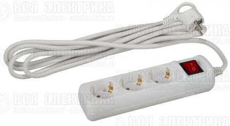 Удлинитель 3х3м с заземл. 16А IP20 U-3es-3m-3х1 ПВС 3х1 с выкл. Эра Б0028378