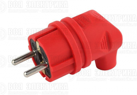 Вилка 90град. V9-RED-IP44 16А IP44 с заземл. каучук красн. Эра Б0044549