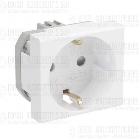 Розетка 1-м 2мод. Viva 16А IP20 2P+E с заземл. защ. шторки бел. DKC 45005
