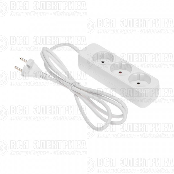 Удлинитель 3х1.5м без заземл. STANDARD 2х1кв.мм бел. Rexant 13-4006