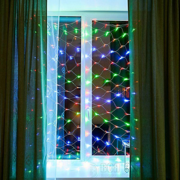 Гирлянда "Сеть" с контроллером 1.8х1.5м 180LED мульти. прозр. провод 15Вт 220В IP20 NEON-NIGHT 215-139