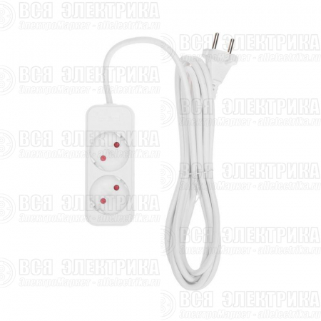 Удлинитель 2х3м без заземл. STANDARD 2х1кв.мм бел. Rexant 13-4001