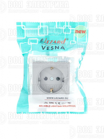 Розетка 1-м СП Vesna с заземл. ПБТ механизм платина LEZARD 742-3588-122B