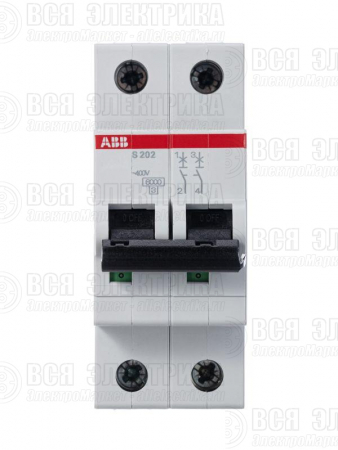 Выключатель автоматический модульный 2п C 25А 6кА S202 C25 ABB 2CDS252001R0254