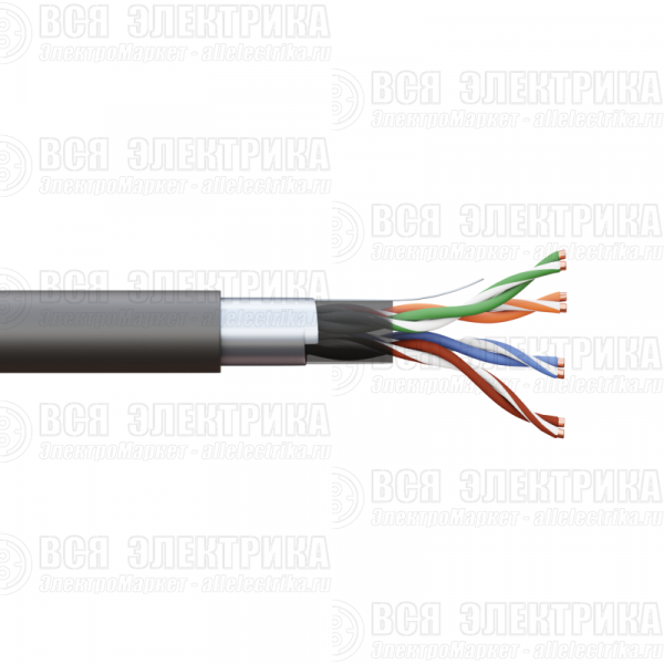 Кабель витая пара F/UTP кат.5E 4 пары 24 AWG solid внешн. LDPE черн. TERACOM PRO PRO EKF TRP-5EFTP-04PE-BK-OUT3
