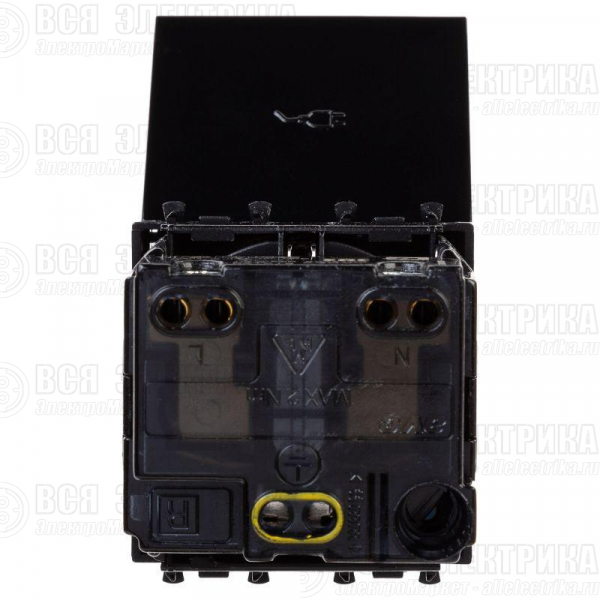 Розетка 1-м 2мод. Avanti "Черный квадрат" 16А IP44 2P+E защ. шторки с крышкой черн. DKC 4402012