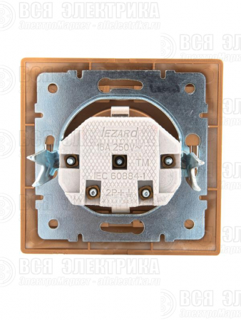 Розетка 1-м СП Mira 16А IP20 с заземл. защ. шторки со вставкой керамика зол. метал. LEZARD 701-1313-124