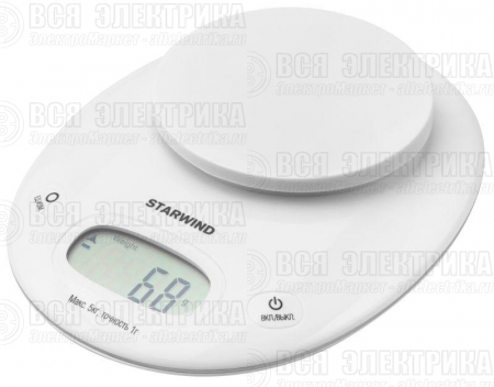 Весы кухонные электронные SSK4171 макс.вес:5кг бел. STARWIND 1092286