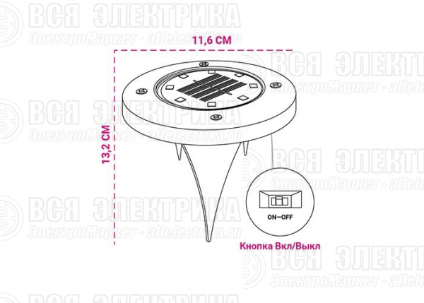 Светильник светодиодный SLR-S14 8SMD грунтовый IP44 корпус нерж. сталь солнечная батарея (уп.4шт) ФАZА 5041011