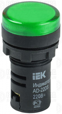 Лампа светосигнальная AD22DS d22мм 230В AC зел. KARAT IEK BLS10-ADDS-230-K06