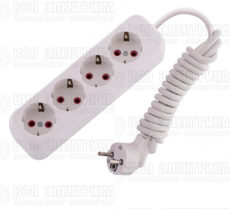 Удлинитель 4х2м с заземл. 16А IP20 Lila LEZARD 720-0402-401