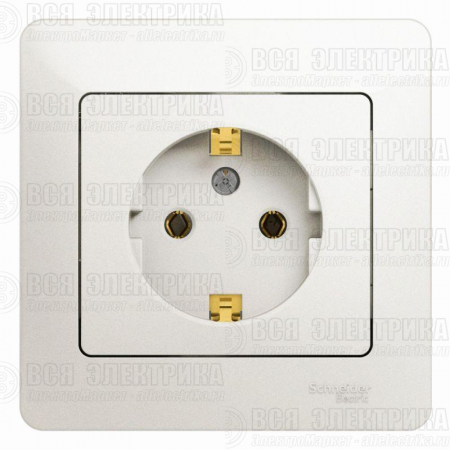 Розетка 1-м СП Glossa 16А IP20 с заземл. в сборе перламутр. SE GSL000642