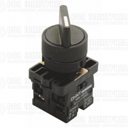 Переключатель NP2-ED25 2 полож. с фиксацией 1НЗ +1НО IP40 CHINT 573781
