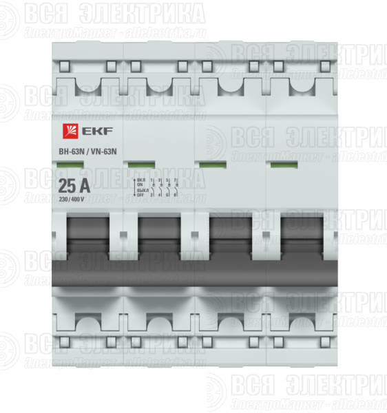 Выключатель нагрузки 4п 25А ВН-63N PROxima EKF S63425