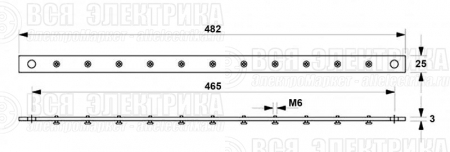 Шина заземления 19дюймов 482мм TGRD-19 медн. Hyperline 29826