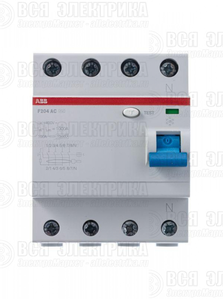 Выключатель дифференциального тока (УЗО) 4п 40А 100мА тип AC F204 ABB 2CSF204001R2400