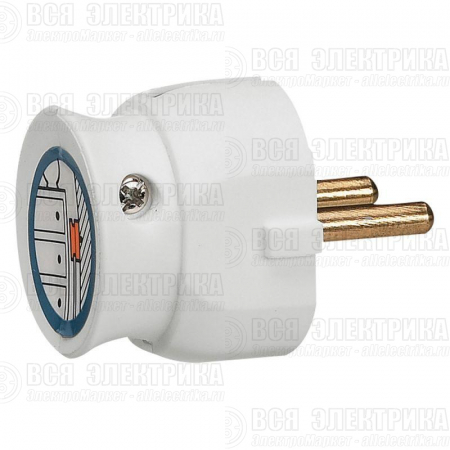 Вилка электрич. каб. Helium 16А 2P плоская бел. Leg 050183