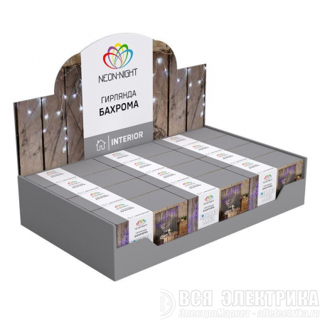 Гирлянда "Айсикл" (бахрома) 1.8х0.5м 48LED бел. 3Вт 230В IP20 провод прозр.Neon-Night 255-015